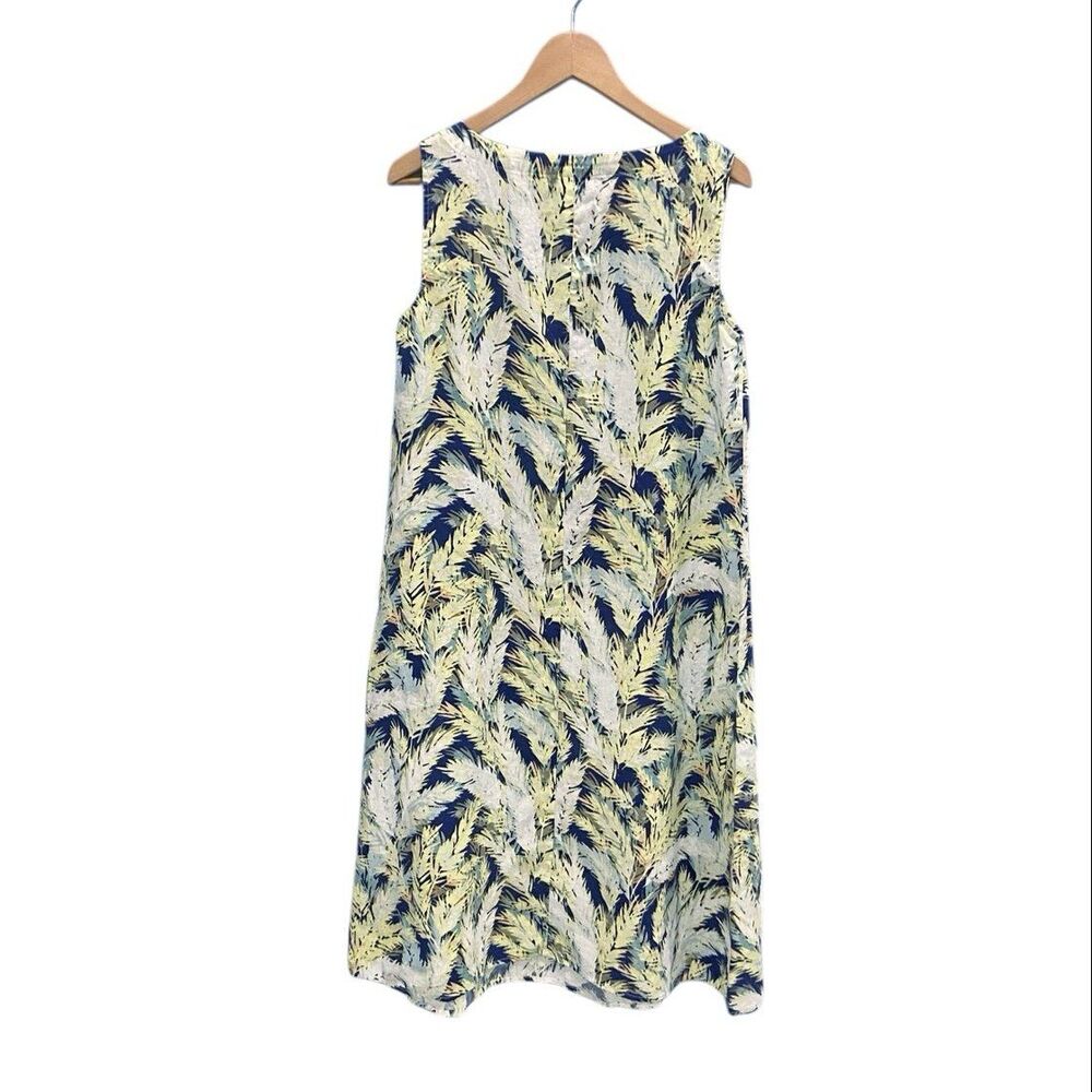 J.Jill Love Linen Tropical Palm Print Resort Wear Sleeveless Dress Women’s L - Picture 7 of 12